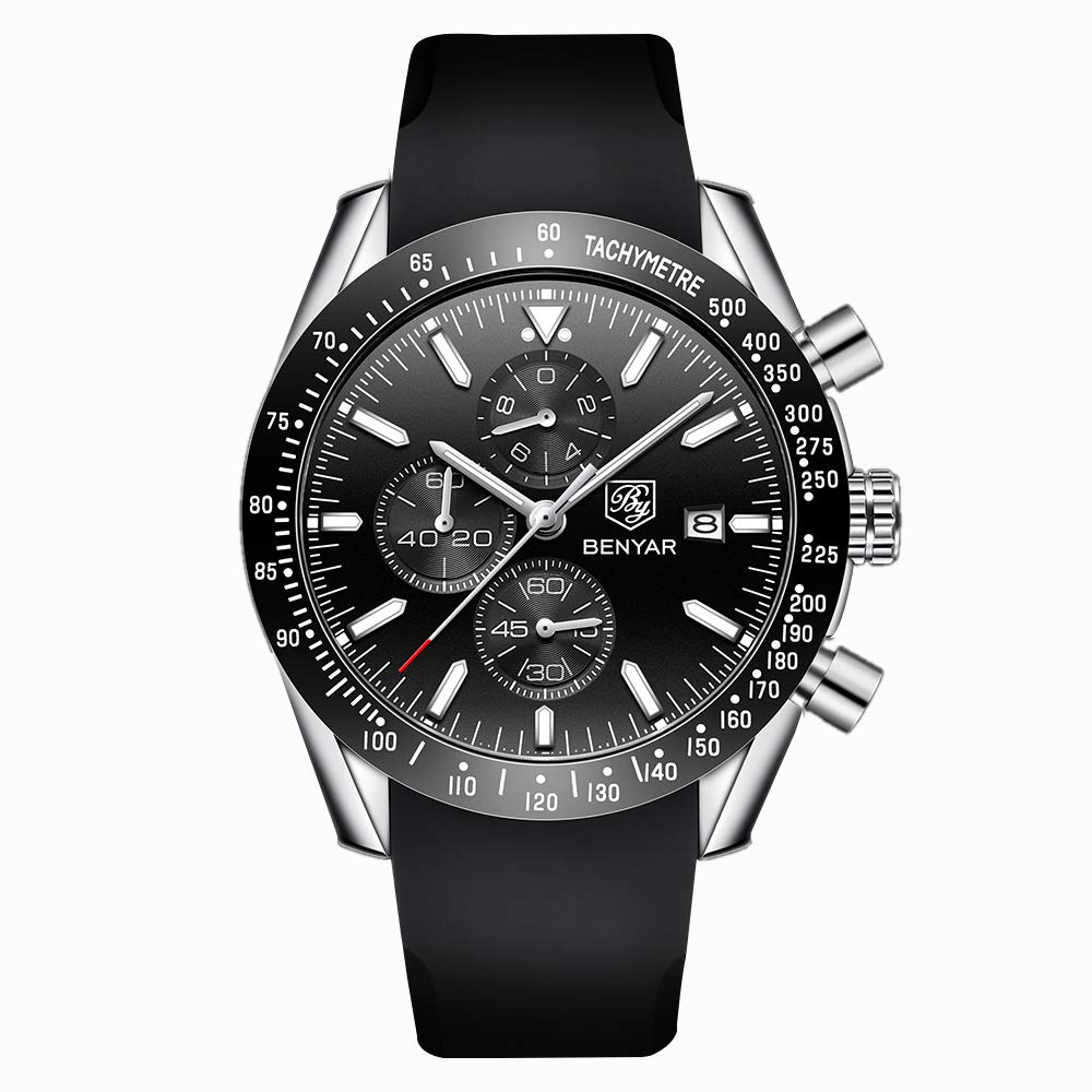 Foto 4 pulgar | Reloj By Benyar Cronógrafo Analógico De Cuarzo Impermeable Para Hombre - Venta Internacional.