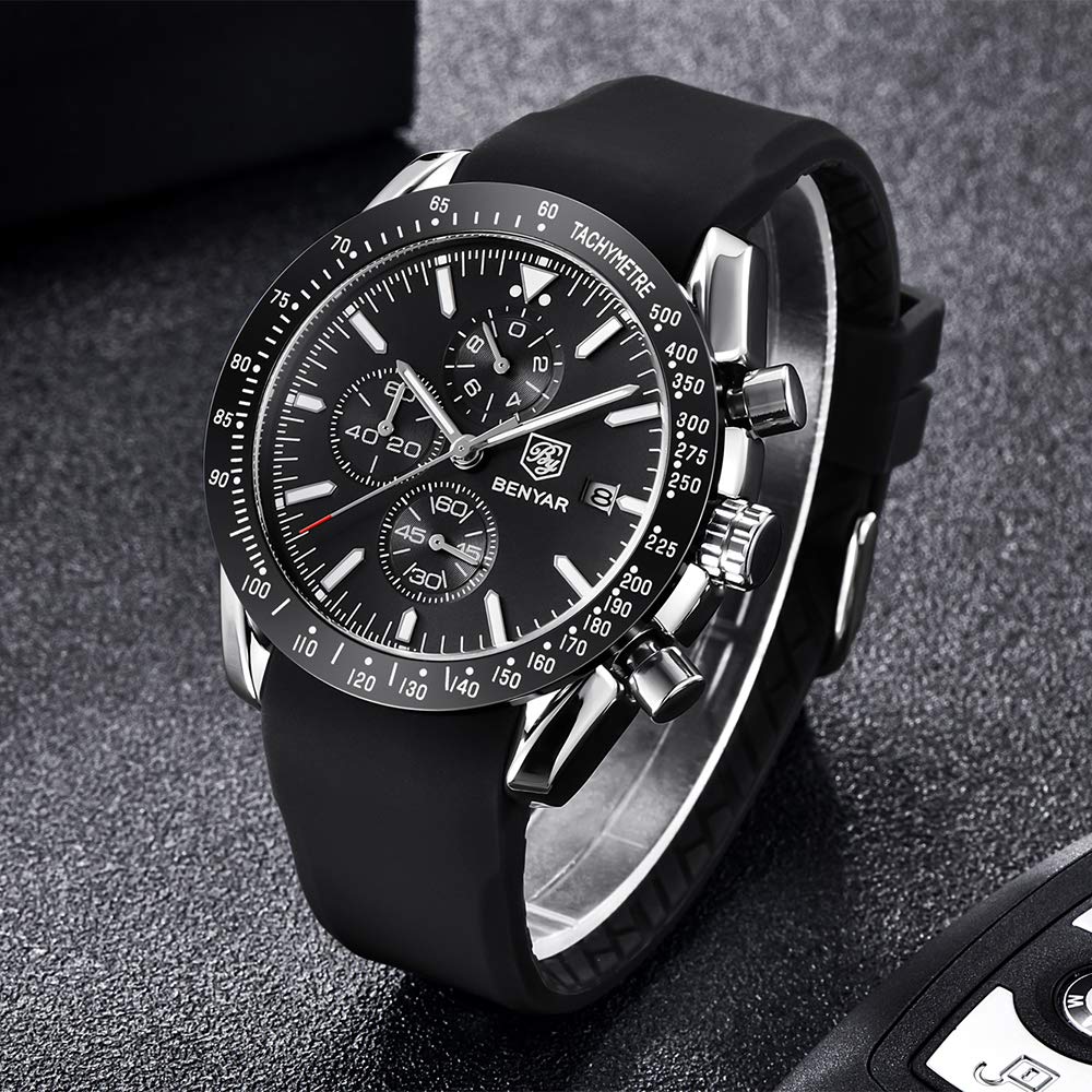 Foto 6 pulgar | Reloj By Benyar Cronógrafo Analógico De Cuarzo Impermeable Para Hombre - Venta Internacional.