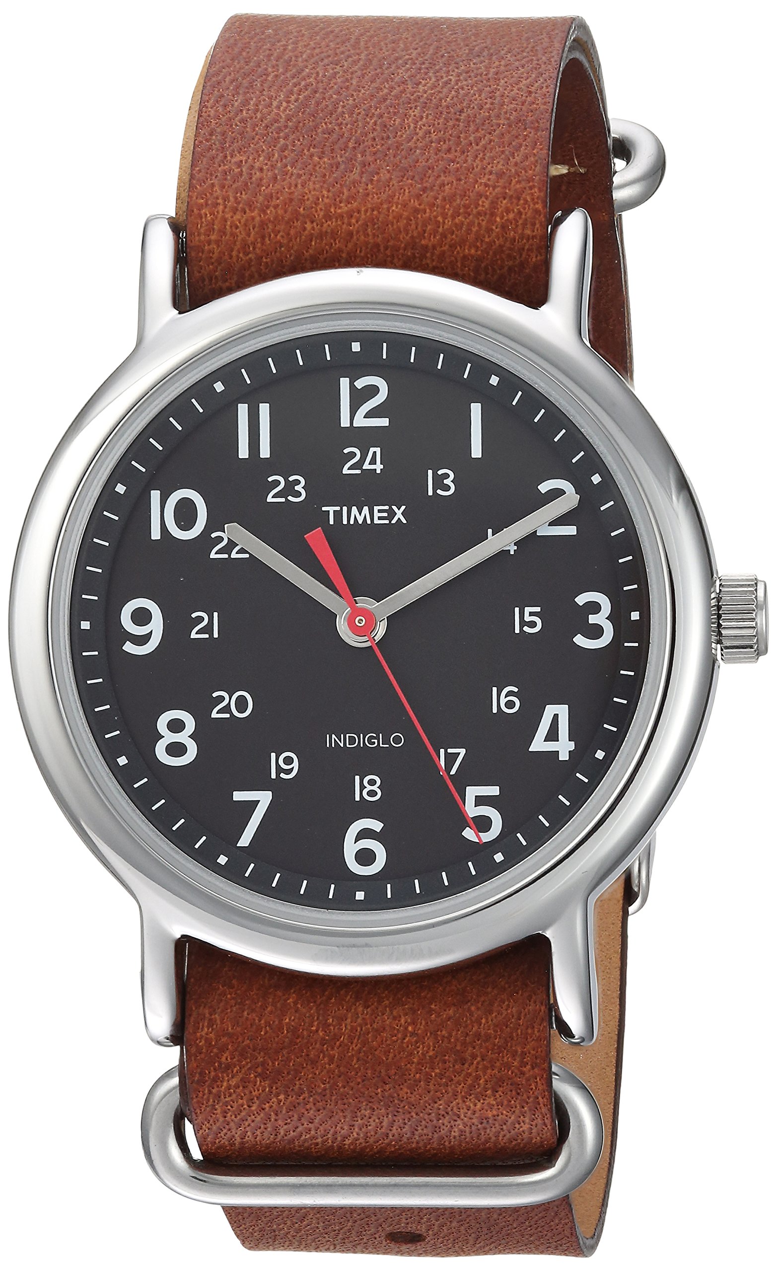 Reloj Timex Weekender Unisex Con Carcasa Plateada De 38 Mm Y Correa De Piel - Venta Internacional.