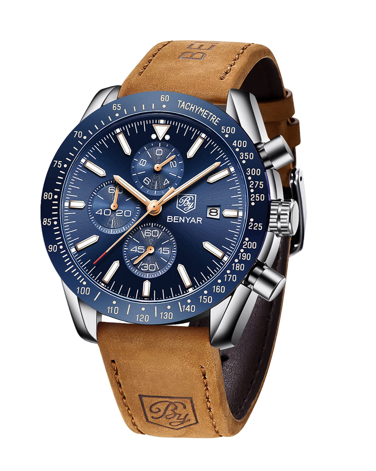 Reloj By Benyar Chronograph Quartz Para Hombre, Resistente Al Agua Hasta 30 M - Venta Internacional.
