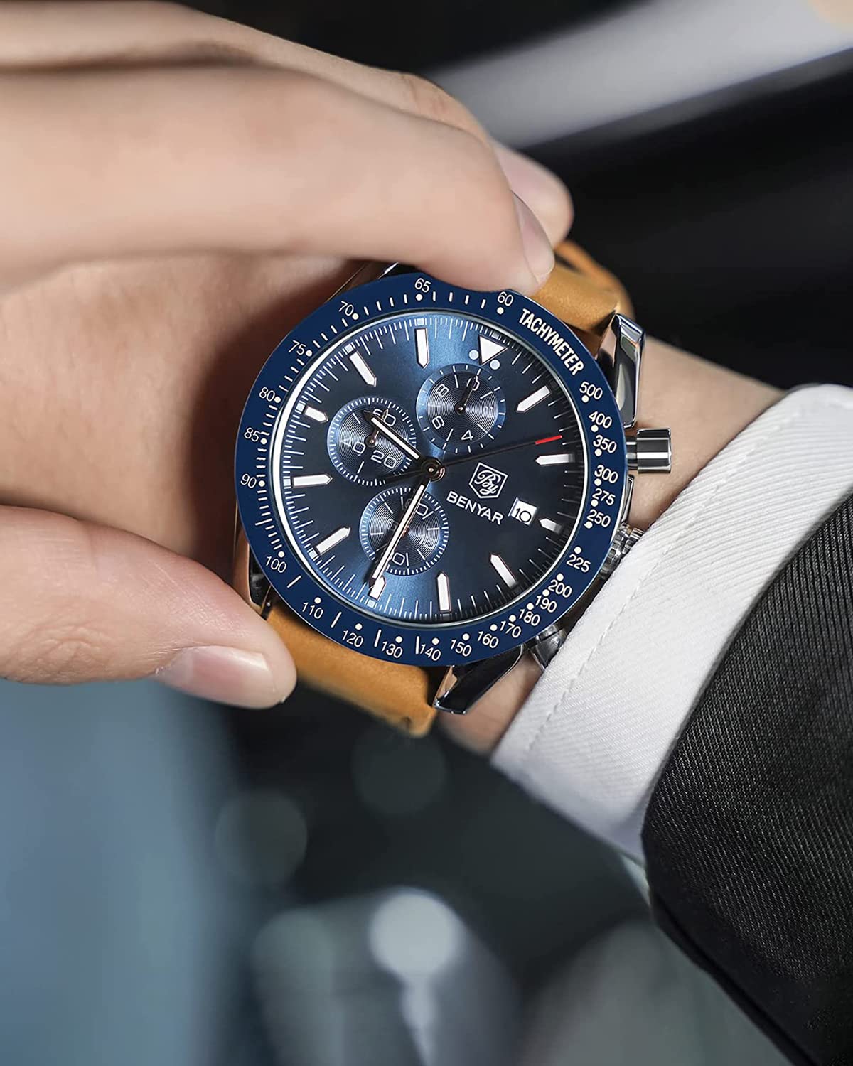 Foto 4 pulgar | Reloj By Benyar Chronograph Quartz Para Hombre, Resistente Al Agua Hasta 30 M - Venta Internacional.
