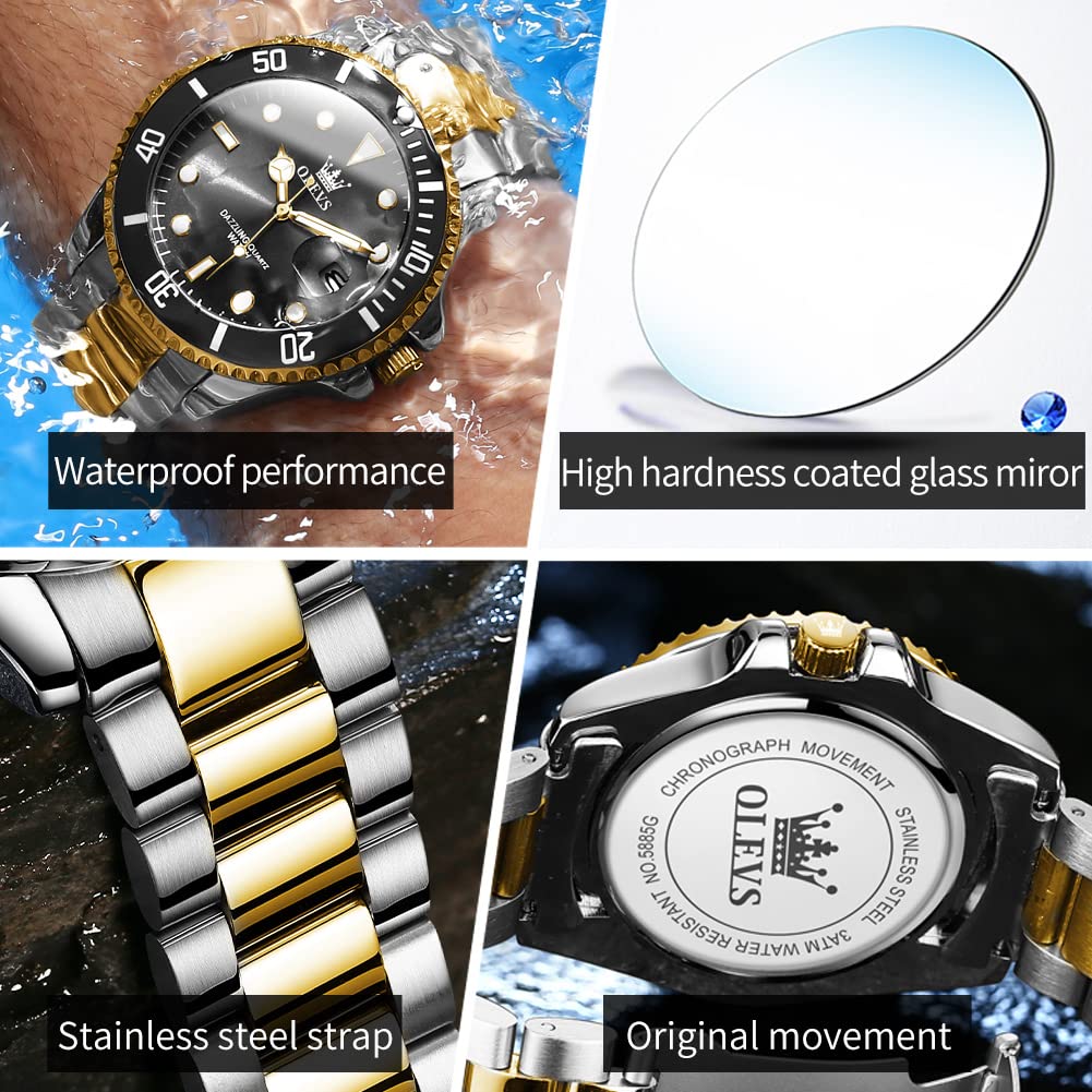 Foto 5 pulgar | Reloj Olevs Black Classic Para Hombre Con Fecha De Acero Inoxidable - Venta Internacional.
