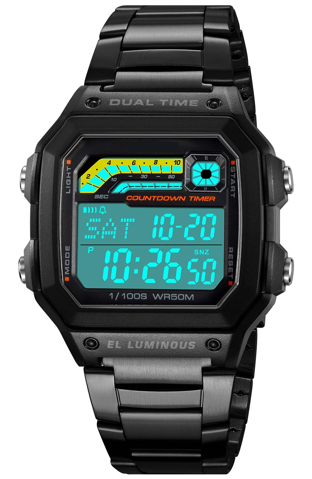 Reloj Pasoy Digital Para Hombre, Acero Inoxidable, Negro, Impermeable - Venta Internacional.