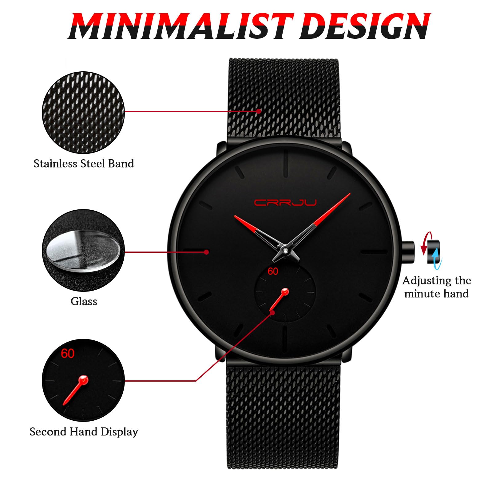 Foto 6 pulgar | Reloj Fizili, Ultrafino E Impermeable, A La Moda Para Hombre, Con Correa De Malla - Venta Internacional.