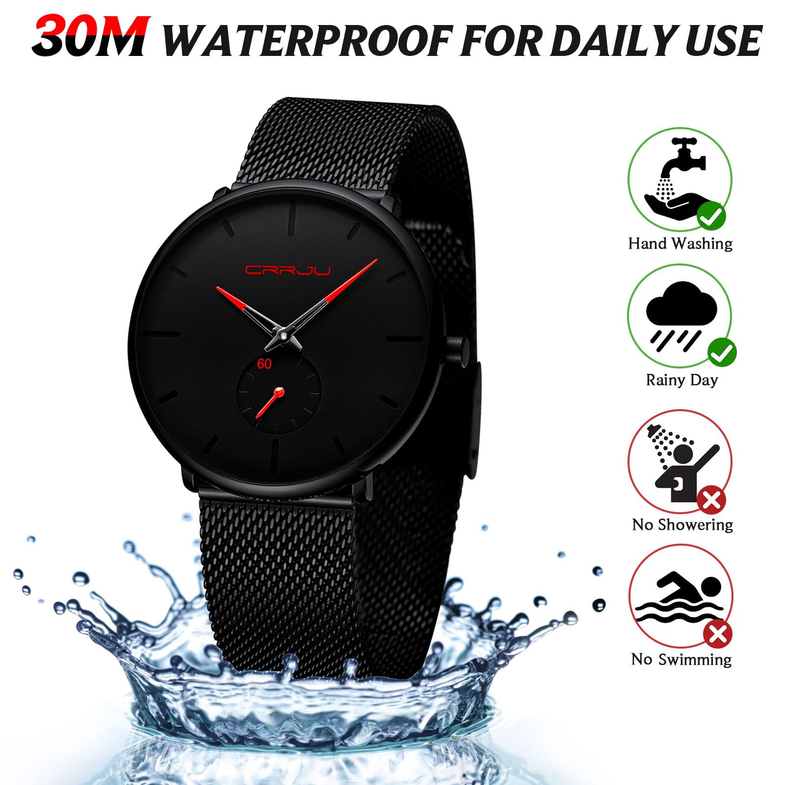 Foto 7 pulgar | Reloj Fizili, Ultrafino E Impermeable, A La Moda Para Hombre, Con Correa De Malla - Venta Internacional.