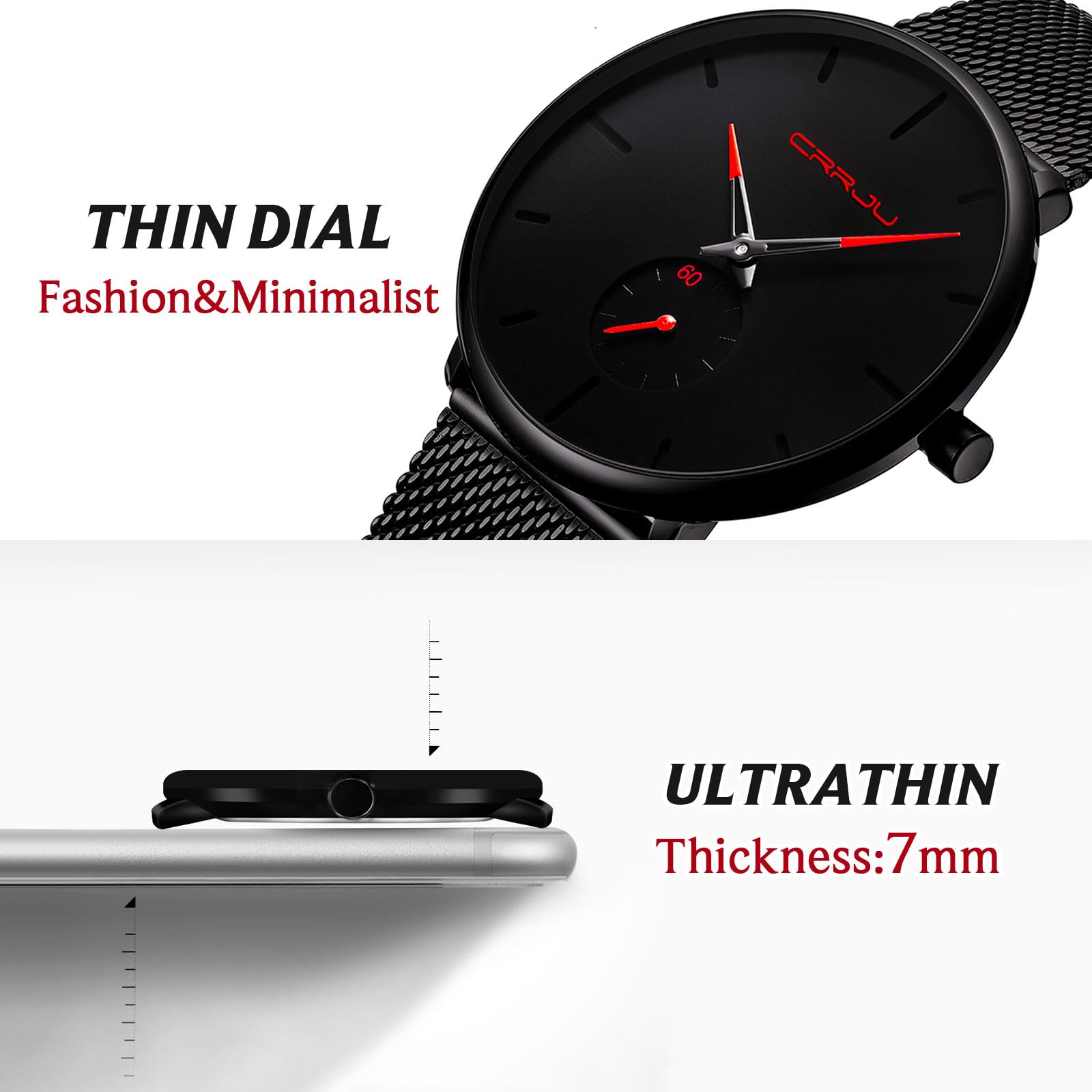 Foto 8 pulgar | Reloj Fizili, Ultrafino E Impermeable, A La Moda Para Hombre, Con Correa De Malla - Venta Internacional.