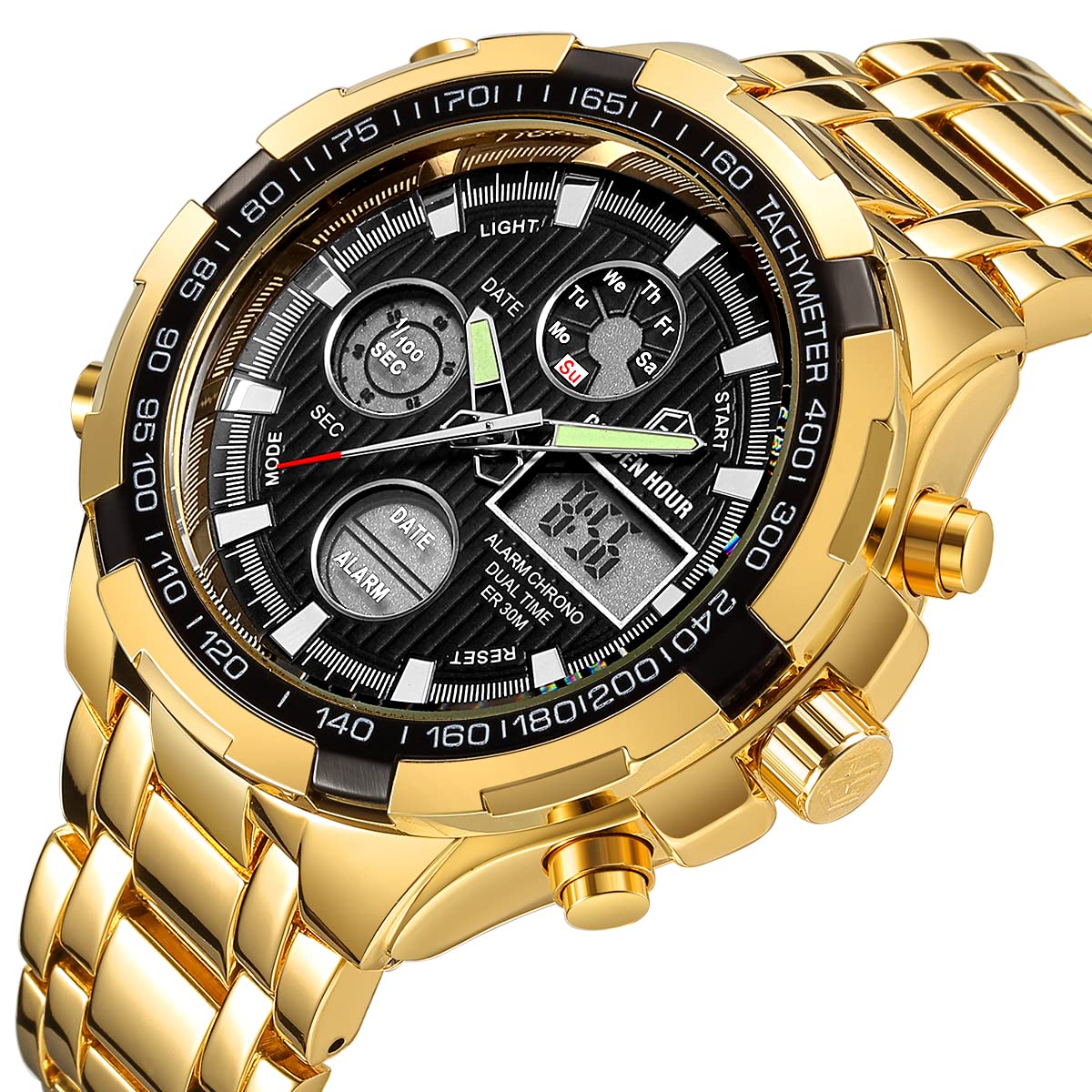 Foto 3 pulgar | Reloj Golden Hour De Lujo De Acero Inoxidable Analógico Digital Para Hombre A Prueba De Agua - Venta Internacional.