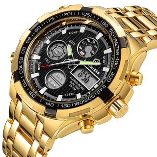 Foto 2 | Reloj Golden Hour De Lujo De Acero Inoxidable Analógico Digital Para Hombre A Prueba De Agua - Venta Internacional.