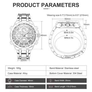 Foto 3 | Reloj Golden Hour De Lujo De Acero Inoxidable Analógico Digital Para Hombre A Prueba De Agua - Venta Internacional.