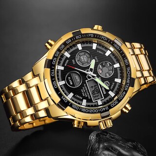 Foto 4 | Reloj Golden Hour De Lujo De Acero Inoxidable Analógico Digital Para Hombre A Prueba De Agua - Venta Internacional.