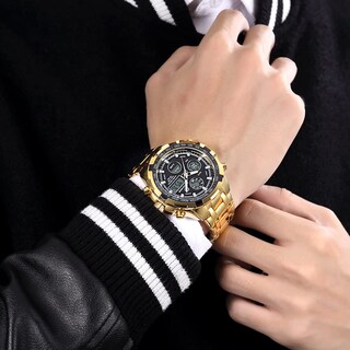 Foto 7 | Reloj Golden Hour De Lujo De Acero Inoxidable Analógico Digital Para Hombre A Prueba De Agua - Venta Internacional.