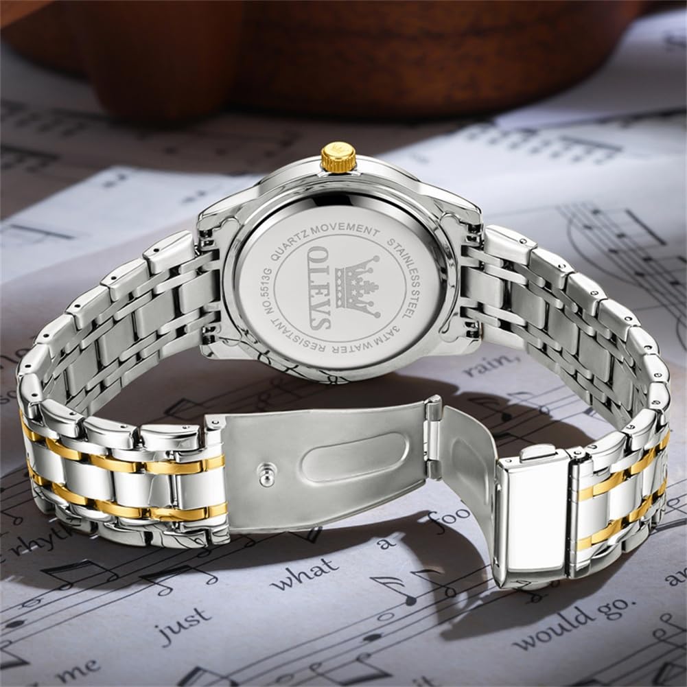 Foto 5 | Reloj Olevs G5513 De Acero Inoxidable Dorado Y Azul Para Hombre - Venta Internacional.