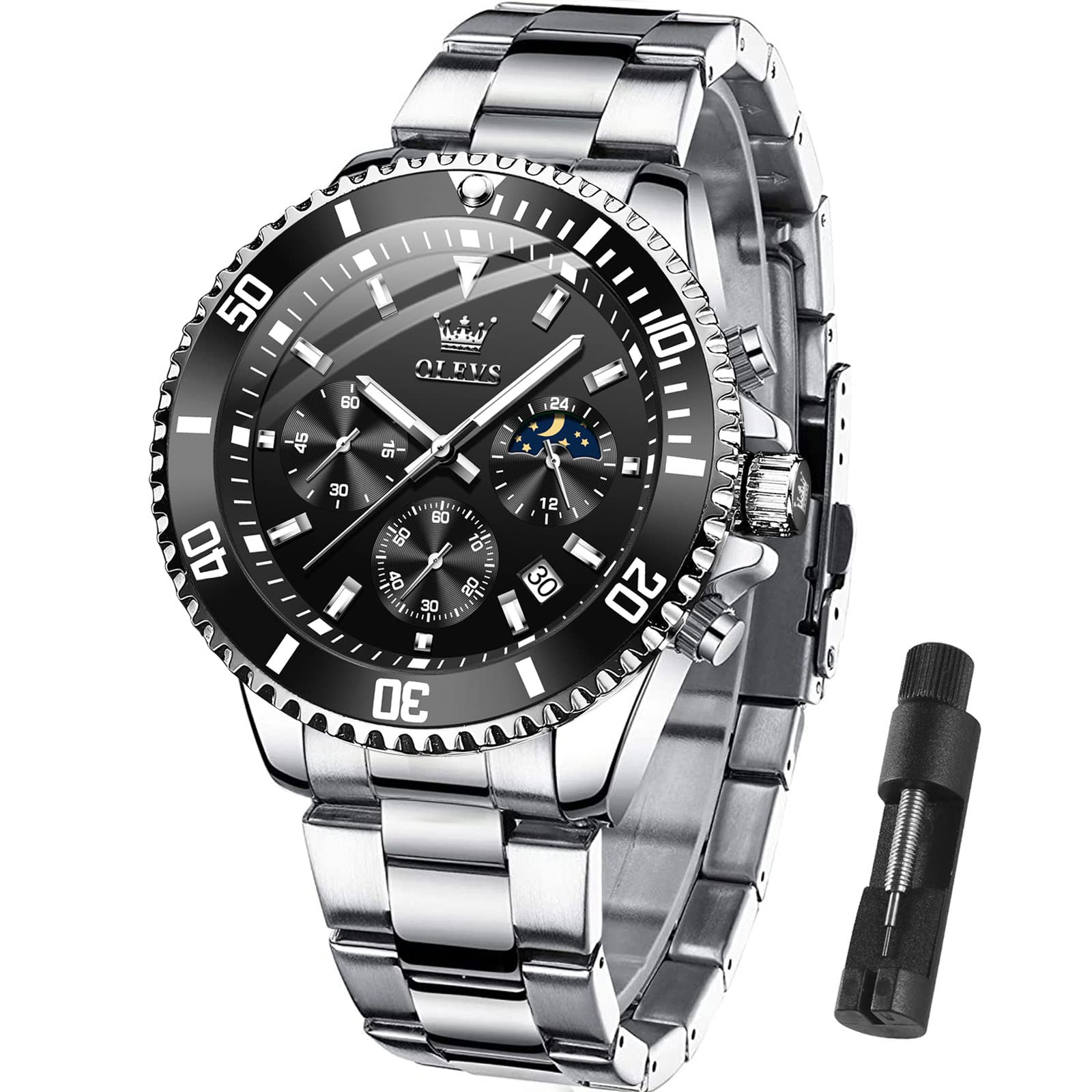 Foto 2 pulgar | Reloj Cronógrafo Olevs Silver De Acero Inoxidable Para Hombre - Venta Internacional.