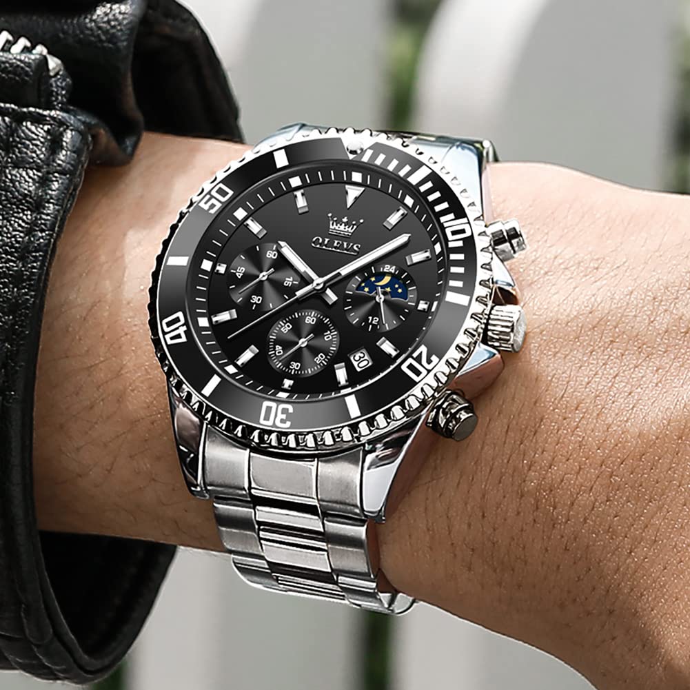 Foto 2 | Reloj Cronógrafo Olevs Silver De Acero Inoxidable Para Hombre - Venta Internacional.