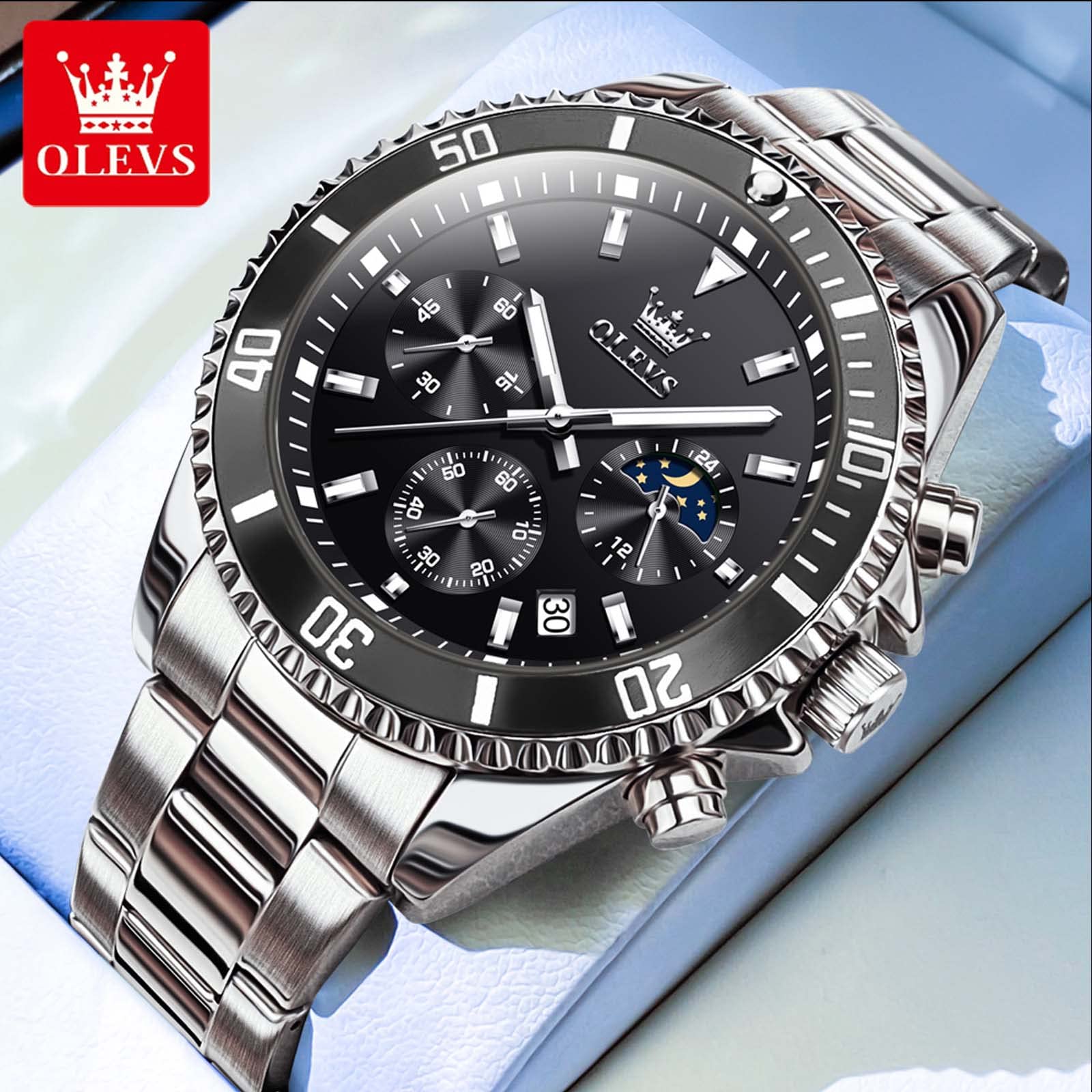 Foto 4 pulgar | Reloj Cronógrafo Olevs Silver De Acero Inoxidable Para Hombre - Venta Internacional.
