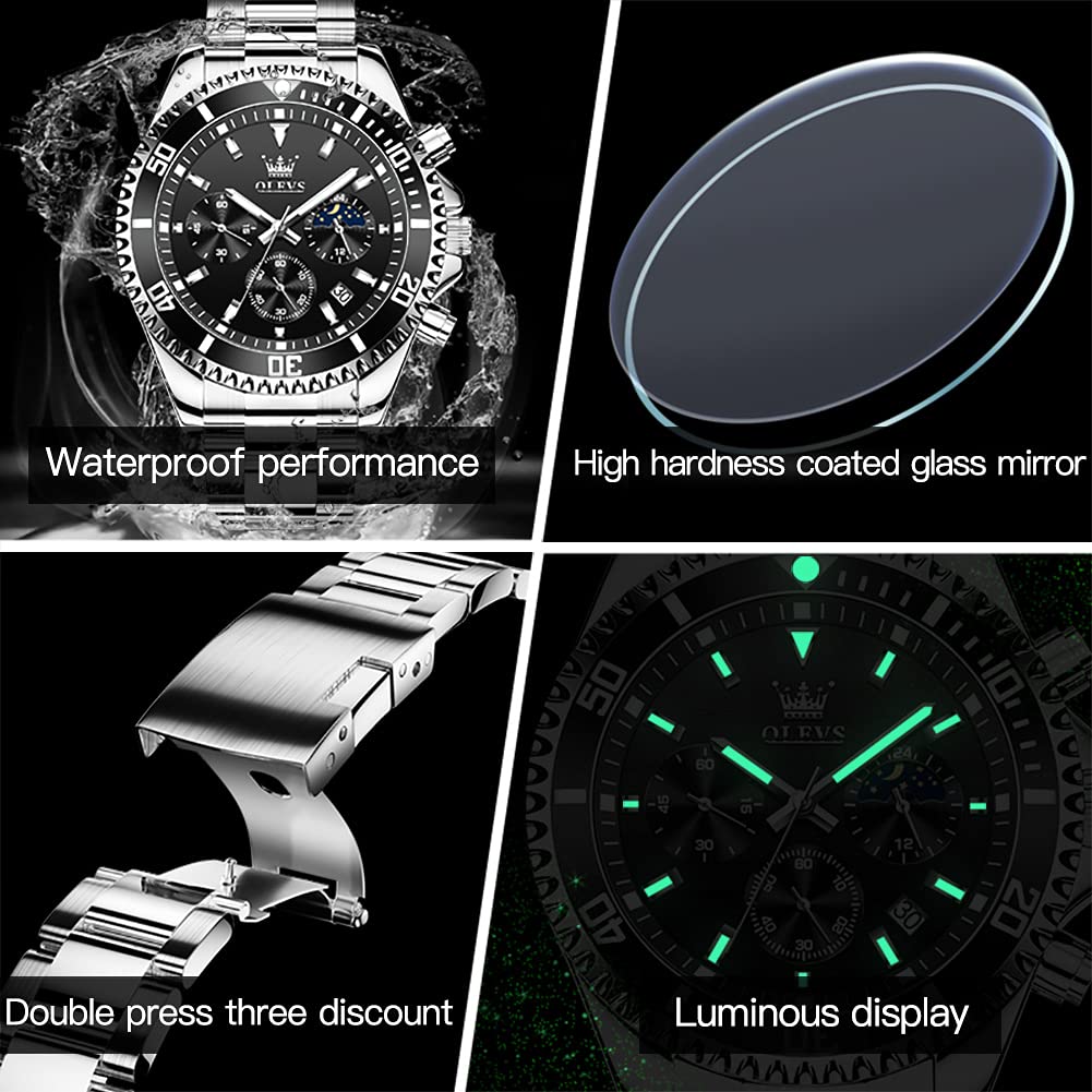 Foto 5 pulgar | Reloj Cronógrafo Olevs Silver De Acero Inoxidable Para Hombre - Venta Internacional.