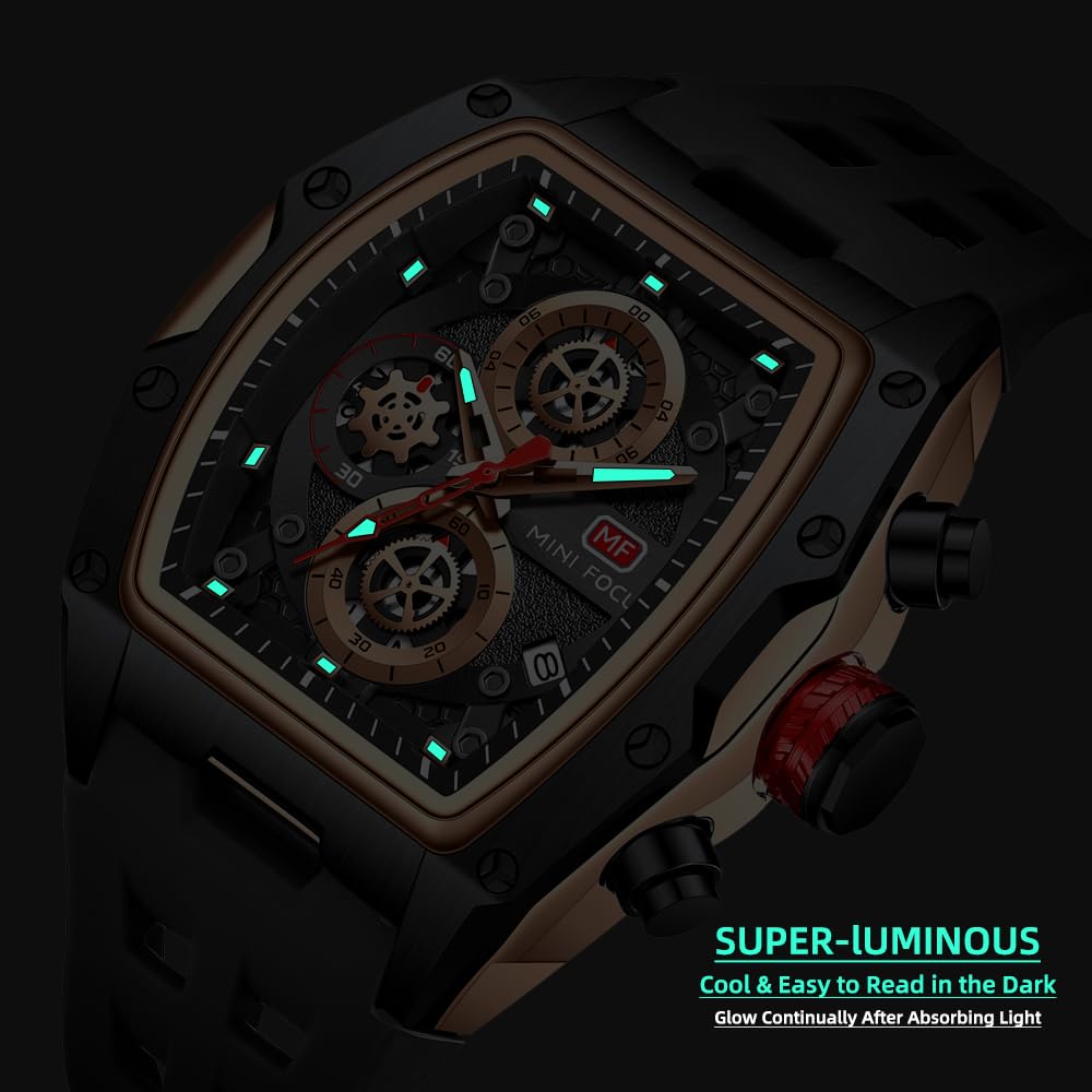 Foto 7 pulgar | Reloj Mini Focus Unique Tonneau Chronograph Impermeable Para Hombre - Venta Internacional.