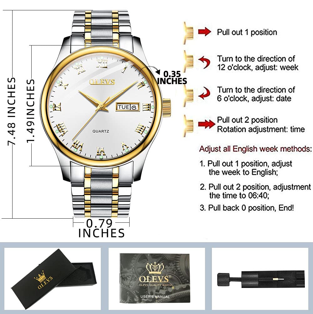 Foto 8 pulgar | Reloj Olevs Classic Quartz De Acero Inoxidable Para Hombre - Venta Internacional.