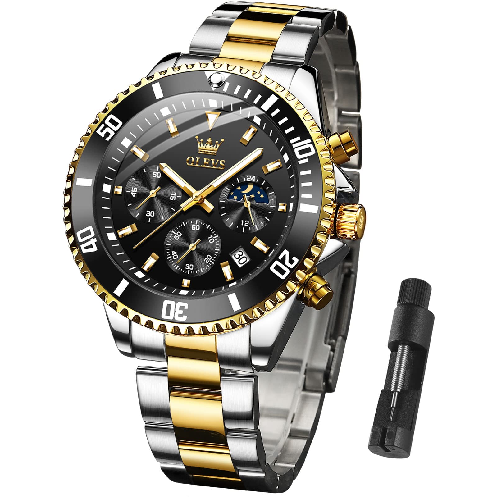 Foto 2 pulgar | Reloj Olevs Para Hombre, Redondo, De Cuarzo, Resistente Al Agua, 30 M - Venta Internacional.
