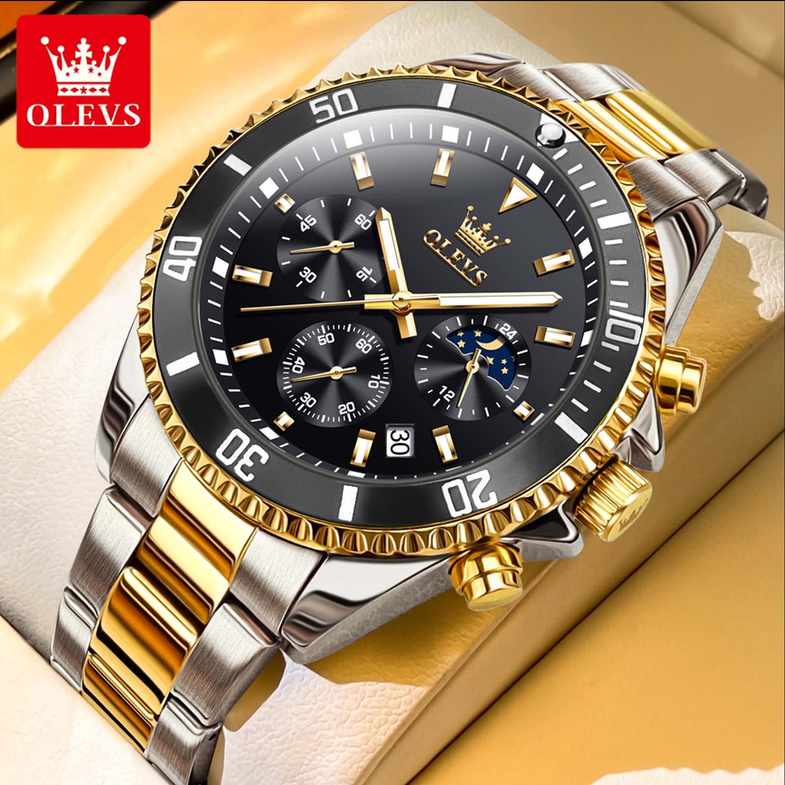 Foto 4 pulgar | Reloj Olevs Para Hombre, Redondo, De Cuarzo, Resistente Al Agua, 30 M - Venta Internacional.