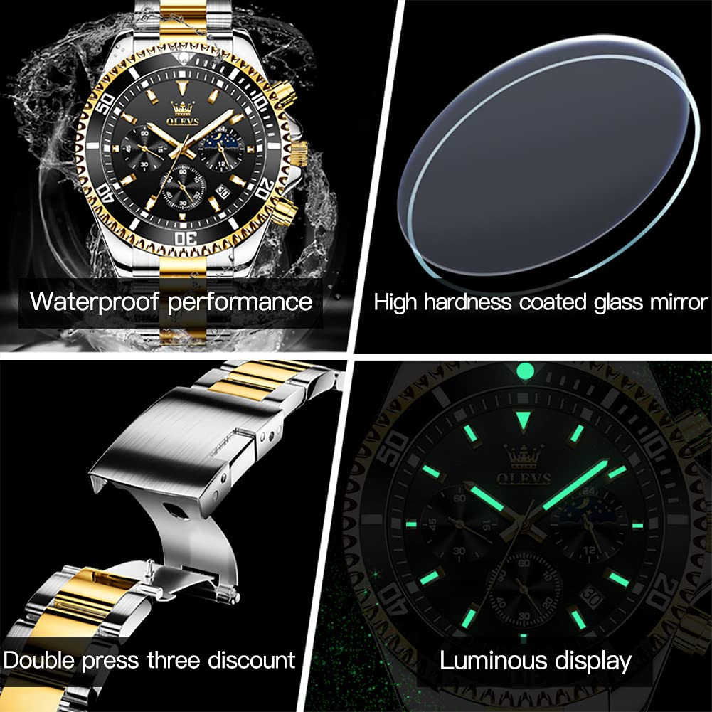 Foto 5 pulgar | Reloj Olevs Para Hombre, Redondo, De Cuarzo, Resistente Al Agua, 30 M - Venta Internacional.