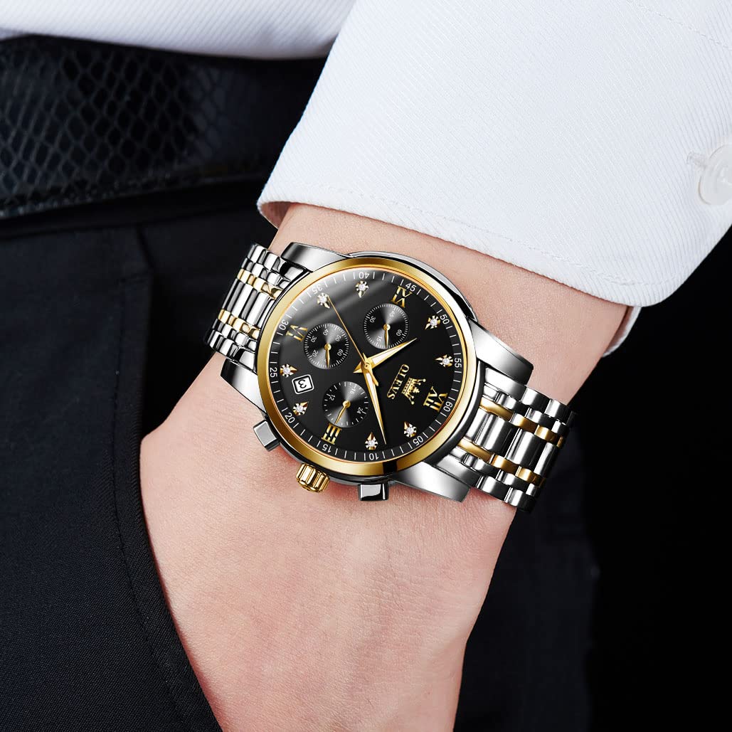Foto 4 pulgar | Reloj Olevs Quartz Chronograph Black Face Para Hombre 41 Mm - Venta Internacional.