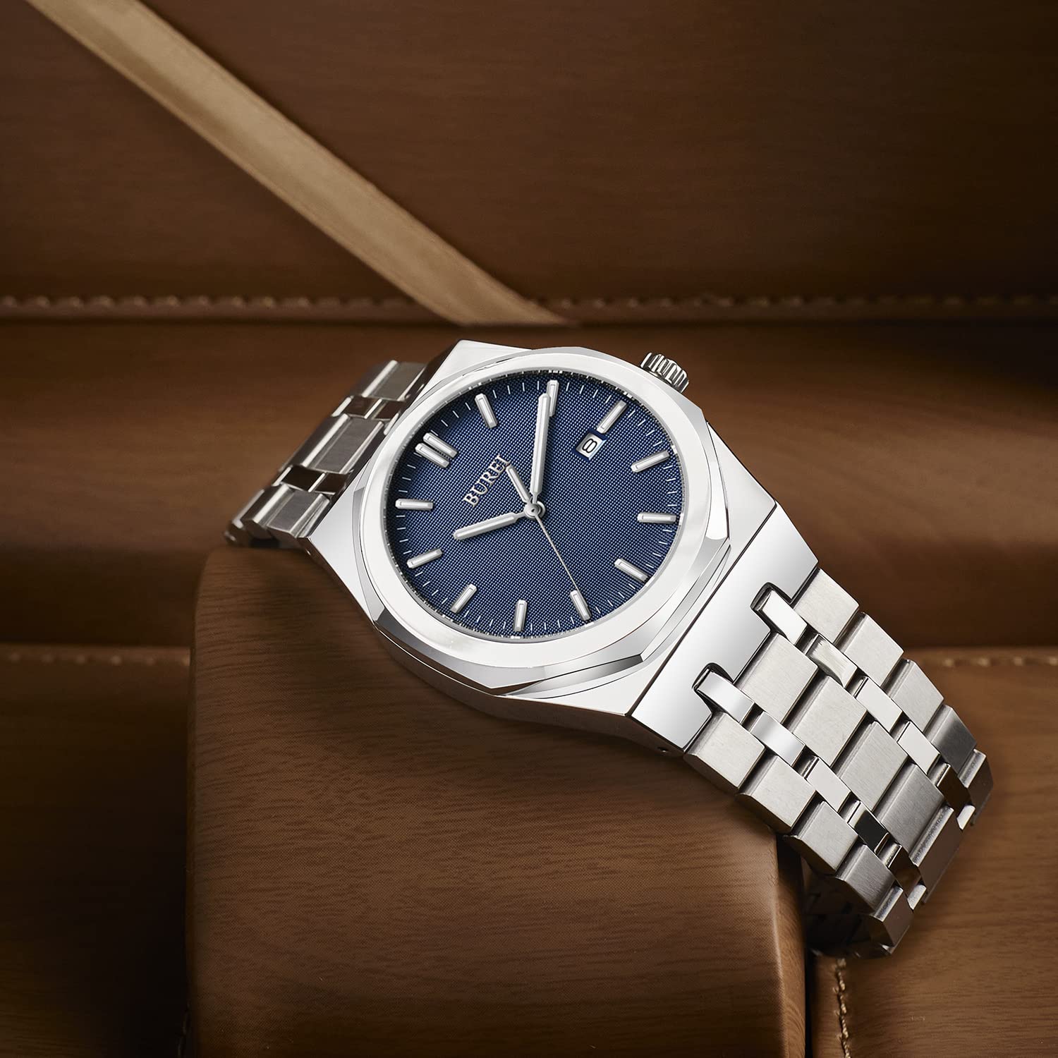 Foto 3 | Reloj Burei De Acero Inoxidable Analógico De Cuarzo Impermeable Para Hombre - Venta Internacional.