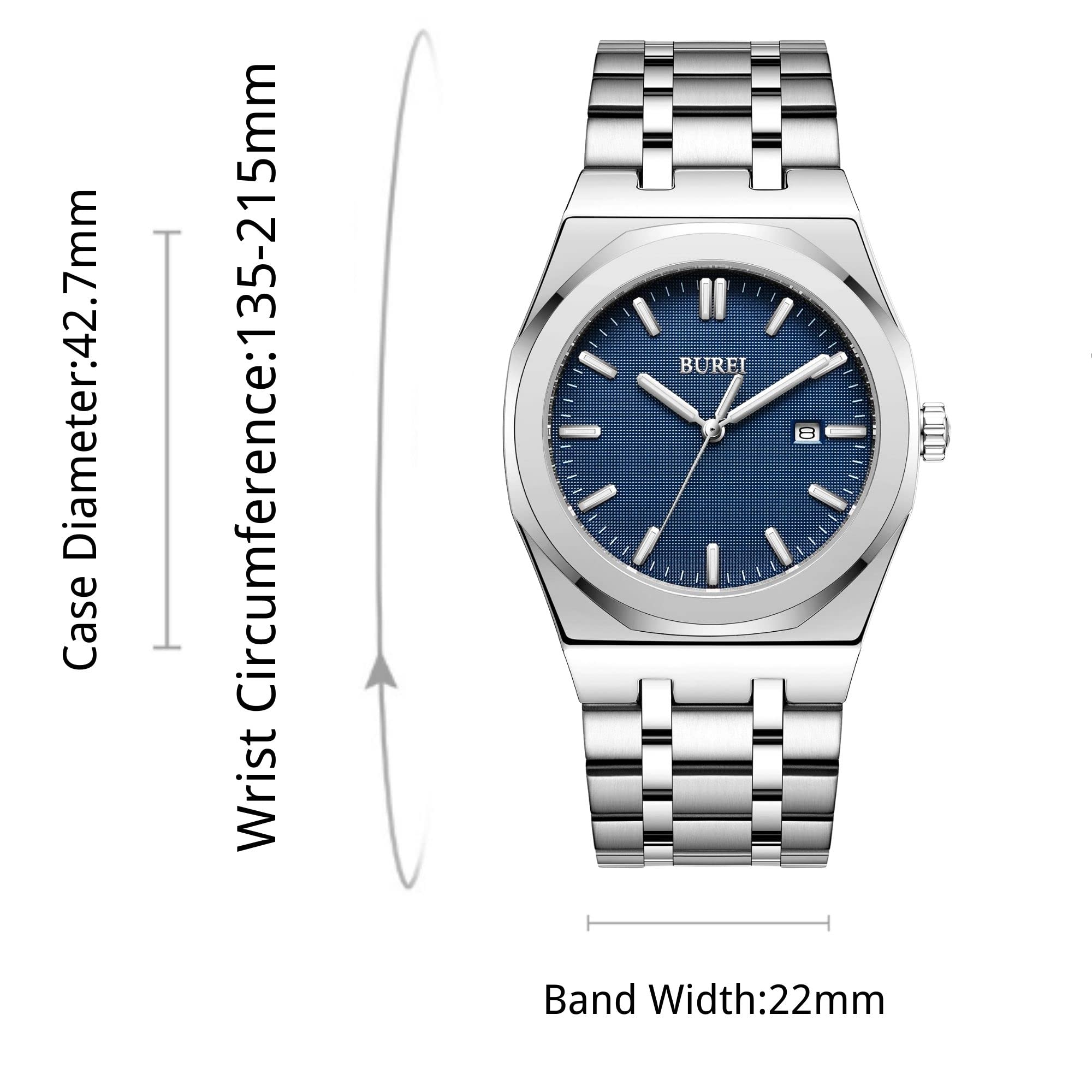 Foto 4 | Reloj Burei De Acero Inoxidable Analógico De Cuarzo Impermeable Para Hombre - Venta Internacional.