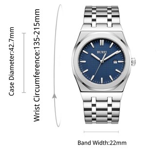 Foto 4 | Reloj Burei De Acero Inoxidable Analógico De Cuarzo Impermeable Para Hombre - Venta Internacional.