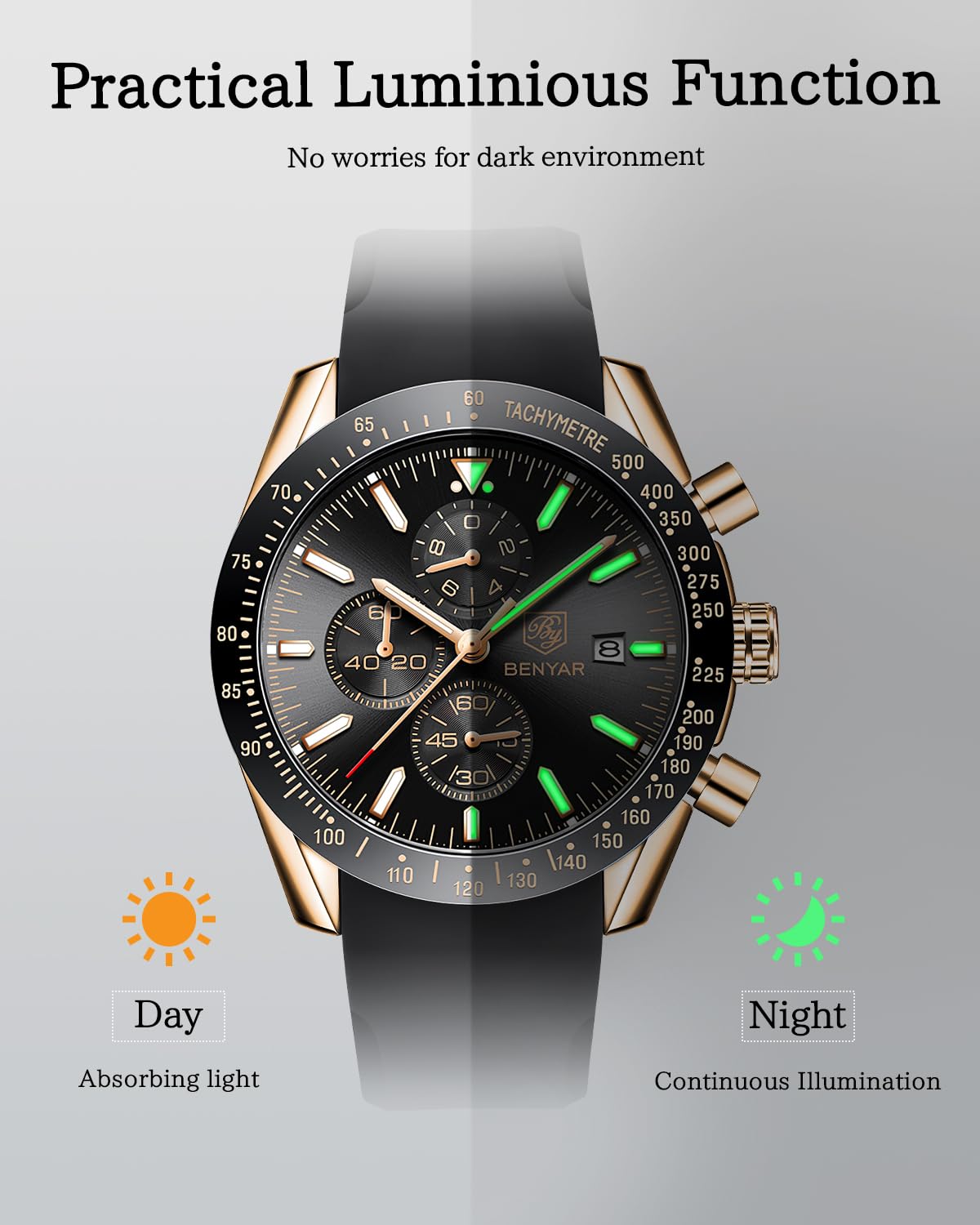 Foto 6 pulgar | Reloj By Benyar Con Cronógrafo Analógico De Cuarzo Para Hombre, Resistente Al Agua - Venta Internacional.