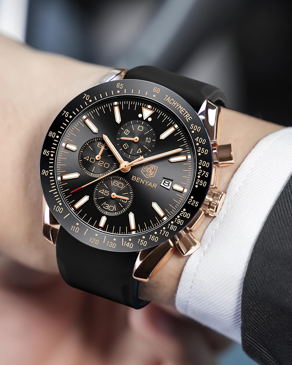 Foto 7 | Reloj By Benyar Con Cronógrafo Analógico De Cuarzo Para Hombre, Resistente Al Agua - Venta Internacional.