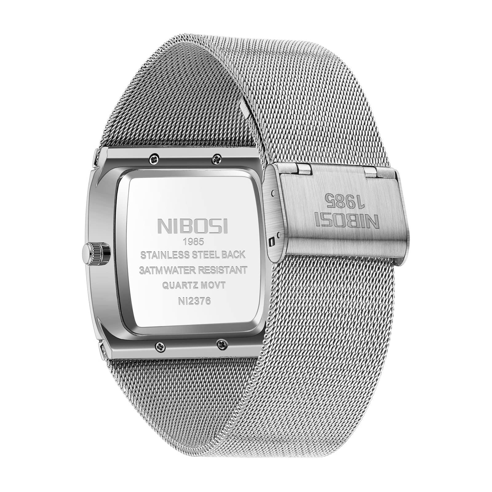 Foto 3 pulgar | Reloj Nibosi Square Business Waterproof Para Hombre, Plateado Y Azul - Venta Internacional.