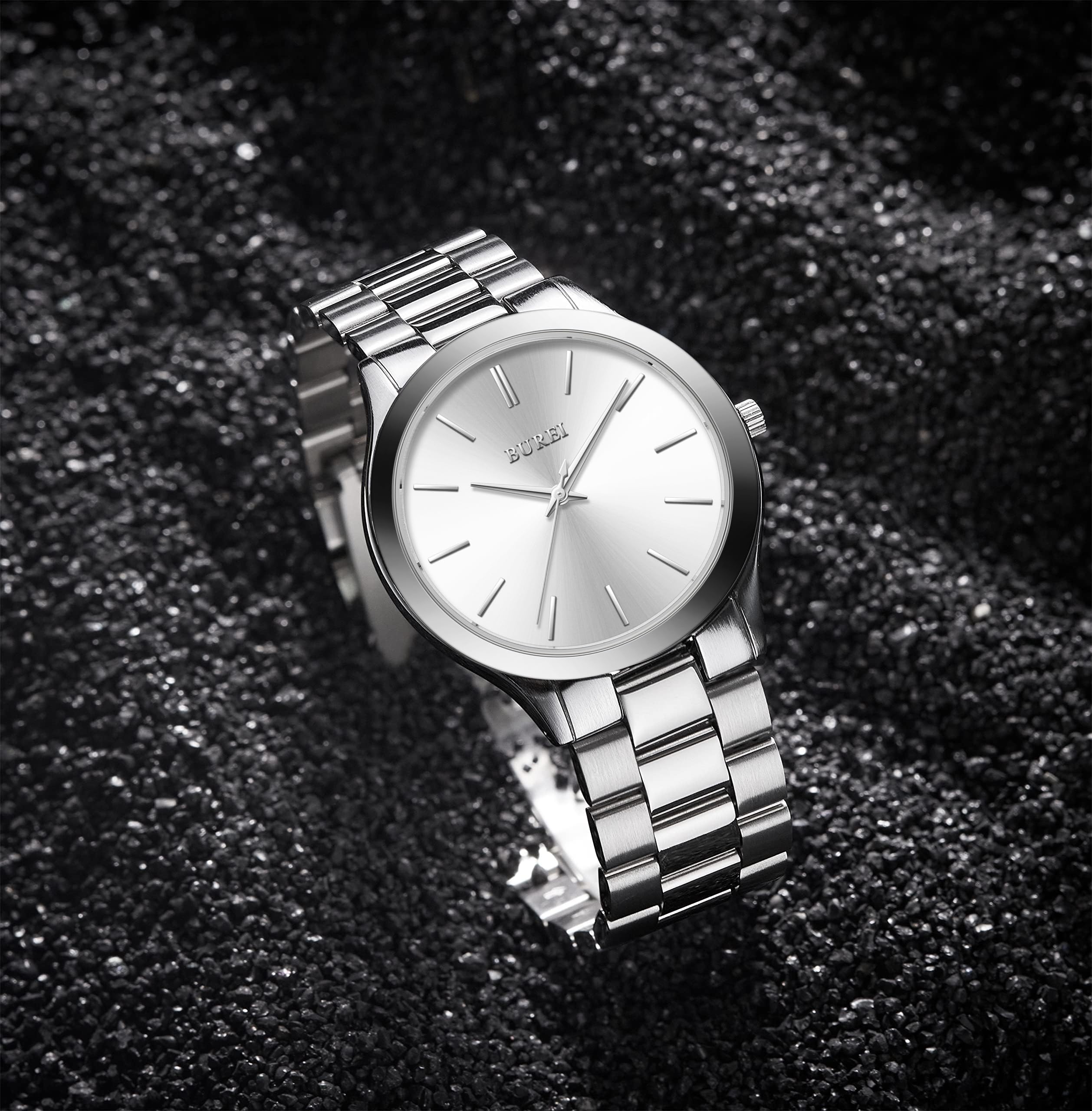 Foto 3 pulgar | Reloj Burei Para Hombre, Acero Inoxidable, Cuarzo, Plateado, Resistente Al Agua - Venta Internacional.