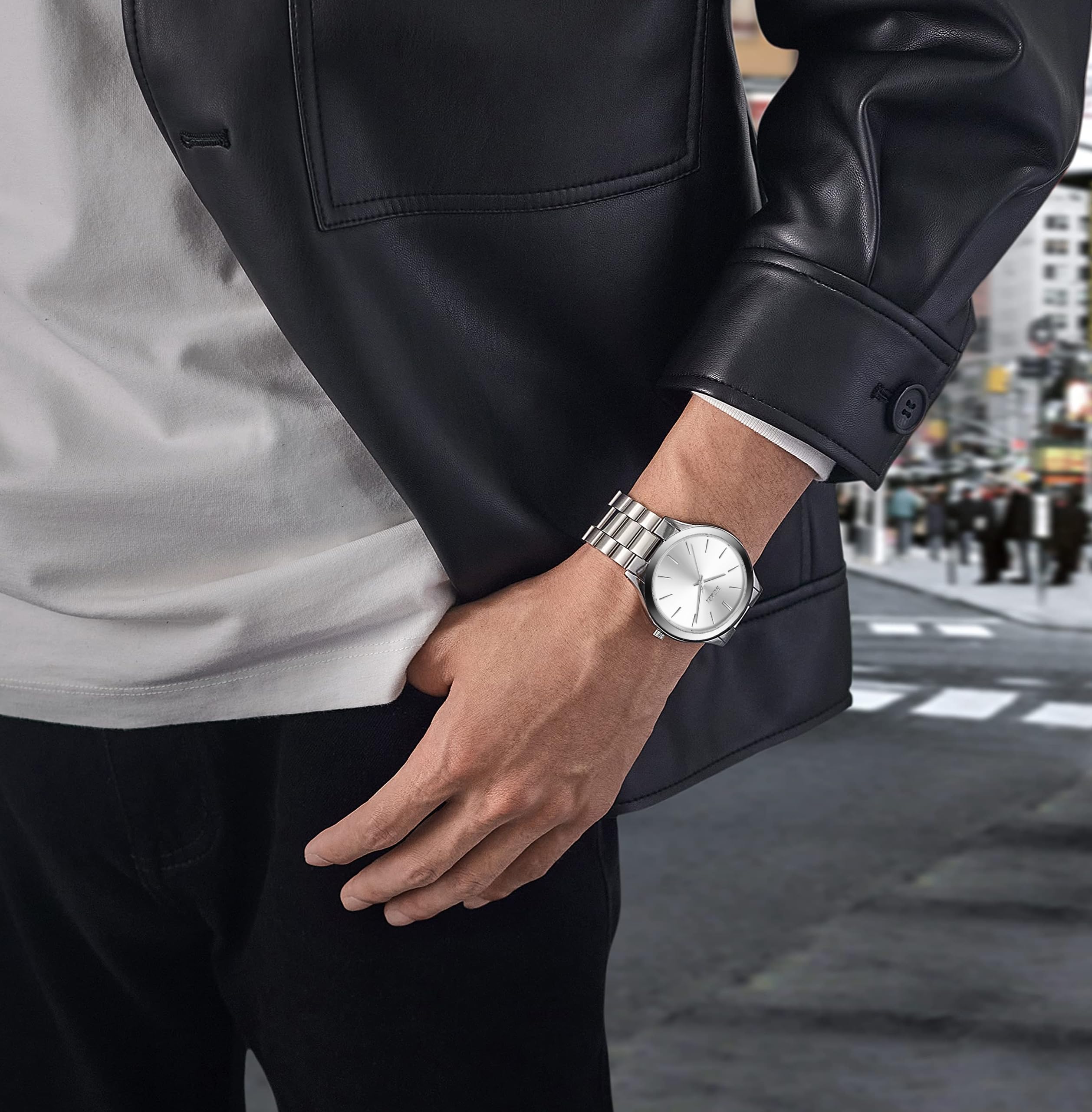 Foto 7 pulgar | Reloj Burei Para Hombre, Acero Inoxidable, Cuarzo, Plateado, Resistente Al Agua - Venta Internacional.