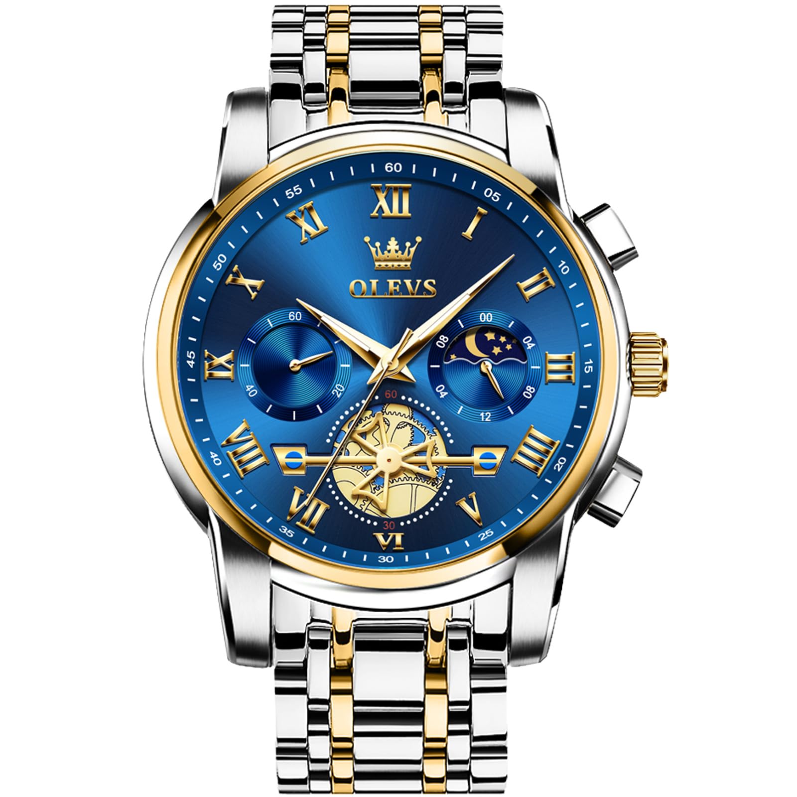 Foto 2 pulgar | Reloj Olevs Azul Analógico De Cuarzo De Acero Inoxidable Para Hombre - Venta Internacional.