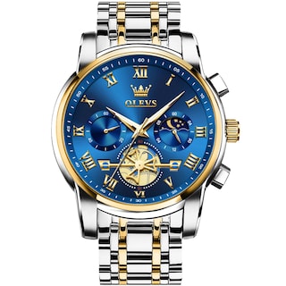 Foto 1 | Reloj Olevs Azul Analógico De Cuarzo De Acero Inoxidable Para Hombre - Venta Internacional.