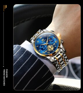 Foto 2 | Reloj Olevs Azul Analógico De Cuarzo De Acero Inoxidable Para Hombre - Venta Internacional.