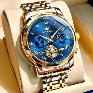 Foto 3 | Reloj Olevs Azul Analógico De Cuarzo De Acero Inoxidable Para Hombre - Venta Internacional.