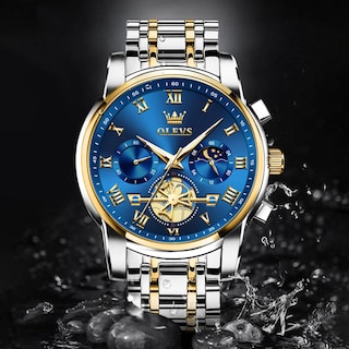 Foto 5 | Reloj Olevs Azul Analógico De Cuarzo De Acero Inoxidable Para Hombre - Venta Internacional.