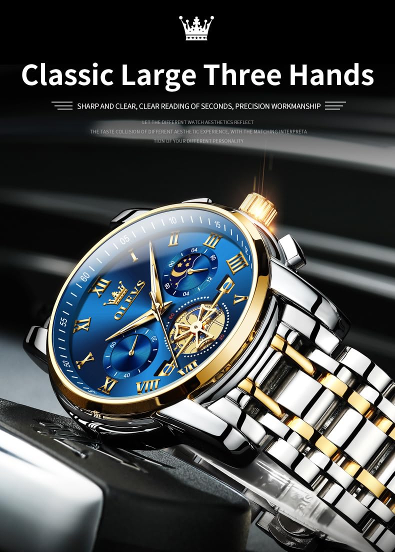 Foto 8 pulgar | Reloj Olevs Azul Analógico De Cuarzo De Acero Inoxidable Para Hombre - Venta Internacional.