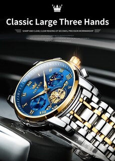 Foto 7 | Reloj Olevs Azul Analógico De Cuarzo De Acero Inoxidable Para Hombre - Venta Internacional.