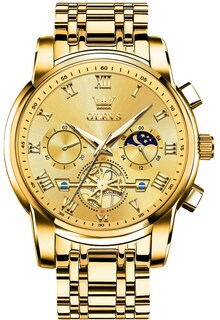 Foto 1 | Reloj Olevs Gold Chronograph De Acero Inoxidable Resistente Al Agua - Venta Internacional.