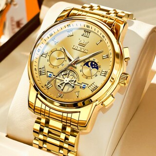 Foto 2 | Reloj Olevs Gold Chronograph De Acero Inoxidable Resistente Al Agua - Venta Internacional.