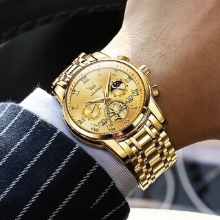 Foto 3 | Reloj Olevs Gold Chronograph De Acero Inoxidable Resistente Al Agua - Venta Internacional.