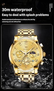 Foto 7 | Reloj Olevs Gold Chronograph De Acero Inoxidable Resistente Al Agua - Venta Internacional.