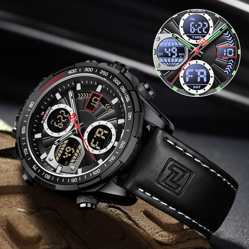 Foto 4 | Reloj De Cuero Analógico Digital Militar Naviforce Para Hombre - Venta Internacional.
