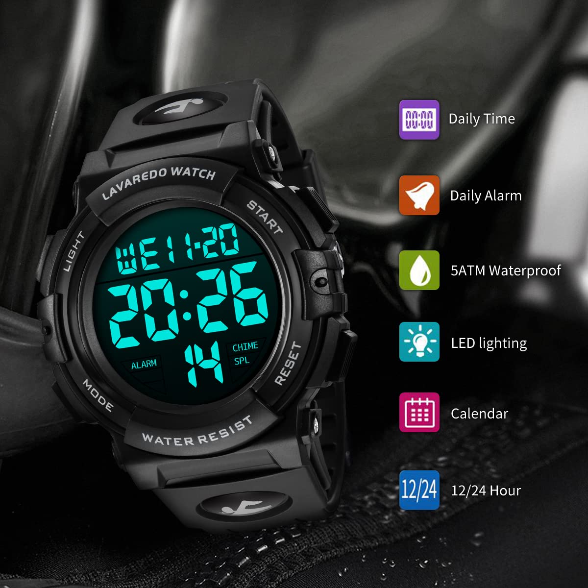 Foto 8 pulgar | Reloj L Lavaredo Digital Sports, Cronógrafo Impermeable Para Hombre - Venta Internacional.