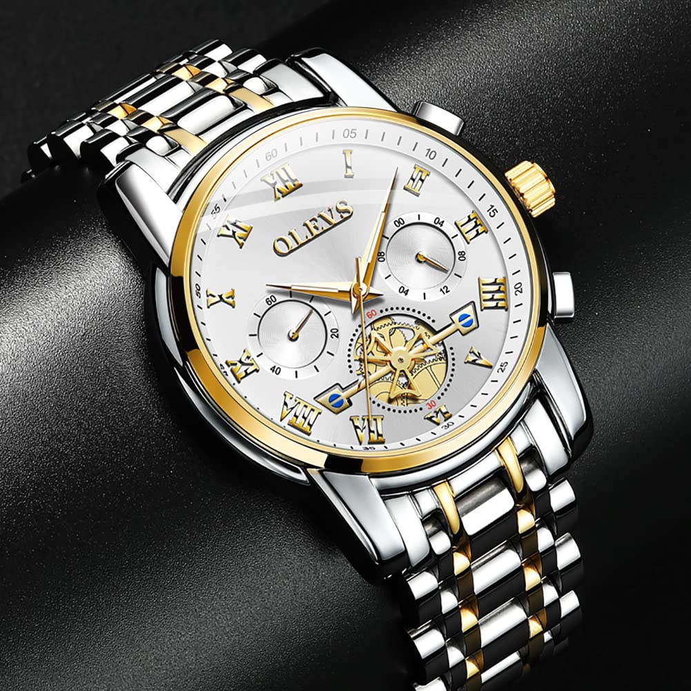 Foto 8 pulgar | Reloj Olevs Para Hombre, Cronógrafo Multifunción, Impermeable, Dorado - Venta Internacional.