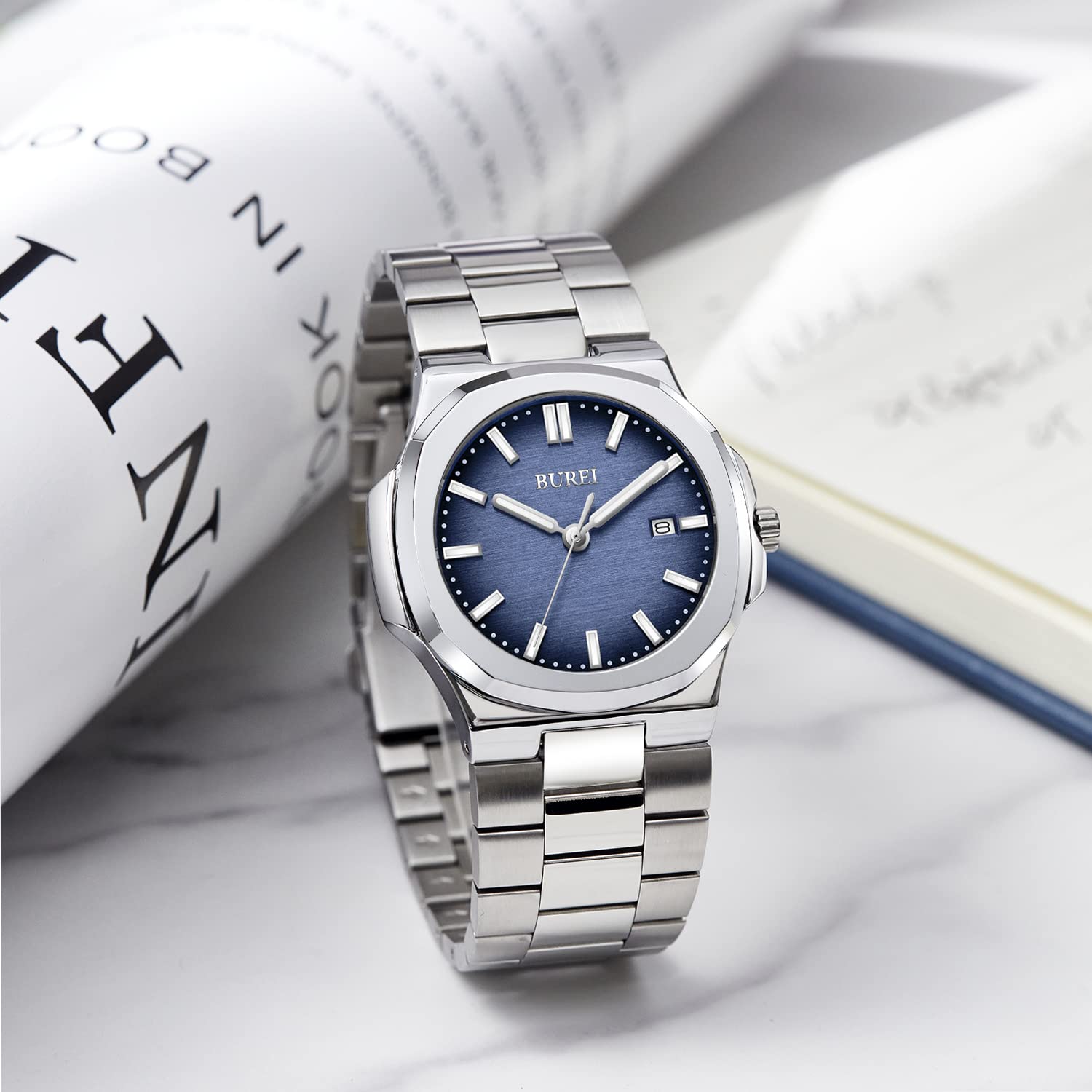 Foto 4 pulgar | Reloj De Pulsera Burei Fashion Analog Date De Acero Inoxidable Para Hombre - Venta Internacional.