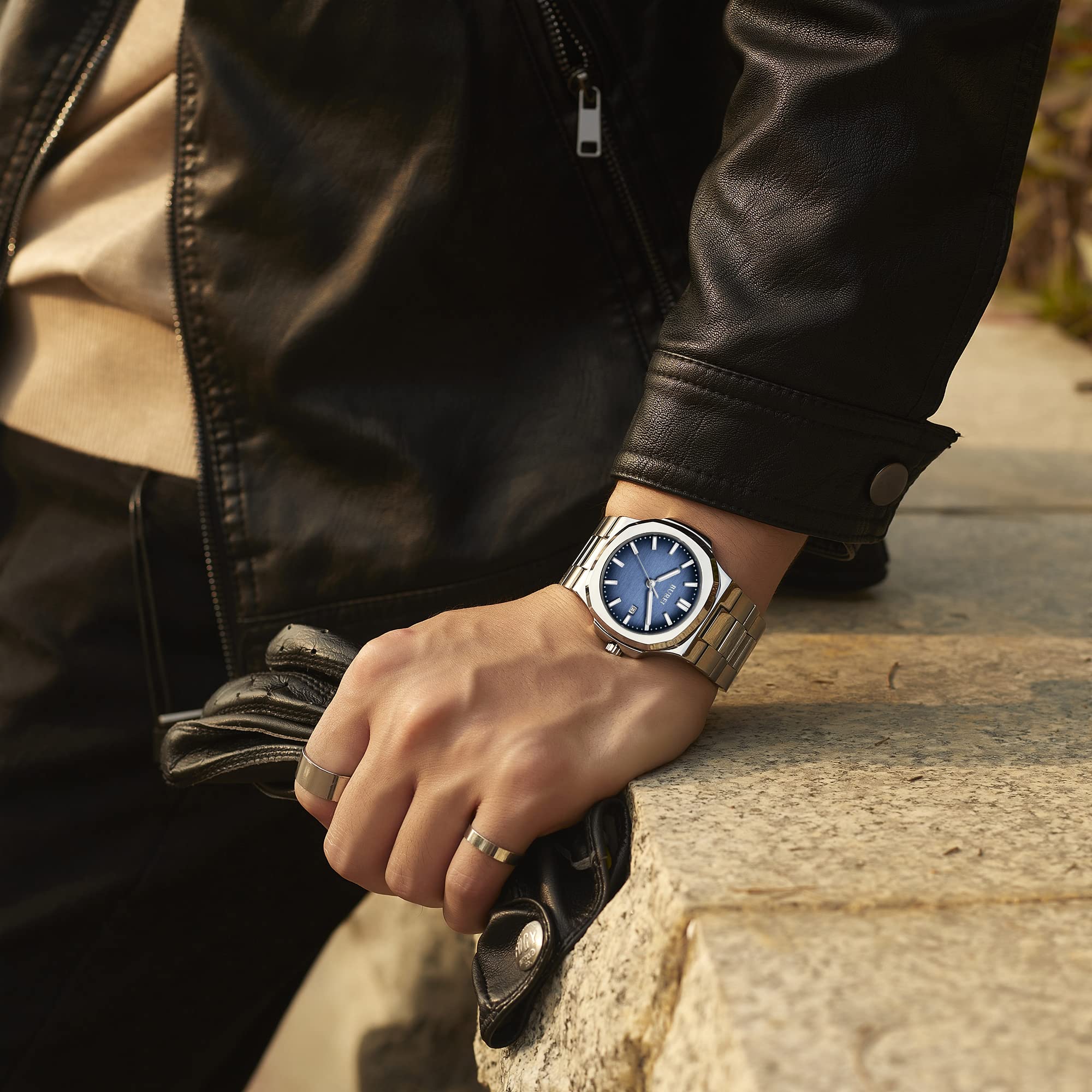Foto 7 | Reloj De Pulsera Burei Fashion Analog Date De Acero Inoxidable Para Hombre - Venta Internacional.